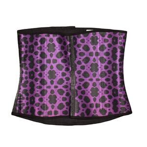 ANGEL CURVES NEW $72 Purple‎ Black Animal Print Sport Shaper Waist Trainer Large